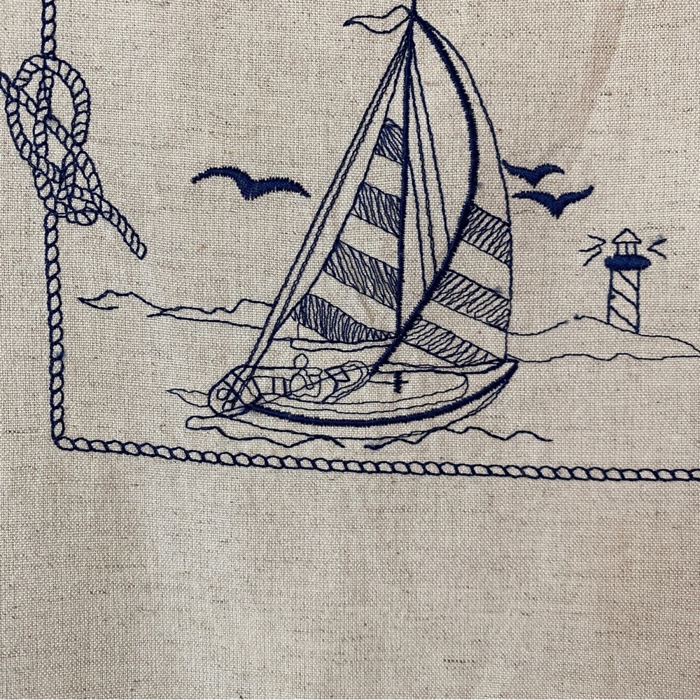 Lemon Grass Linen Blend Nautical Maxi Dress Size M - Picture 2 of 10